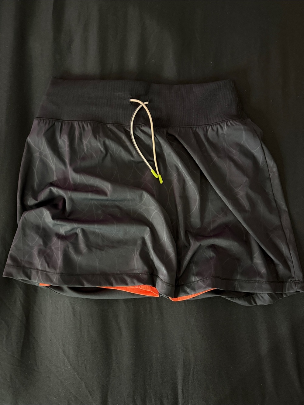 Women's Black Athletic Shorts with Orange Inner Liner